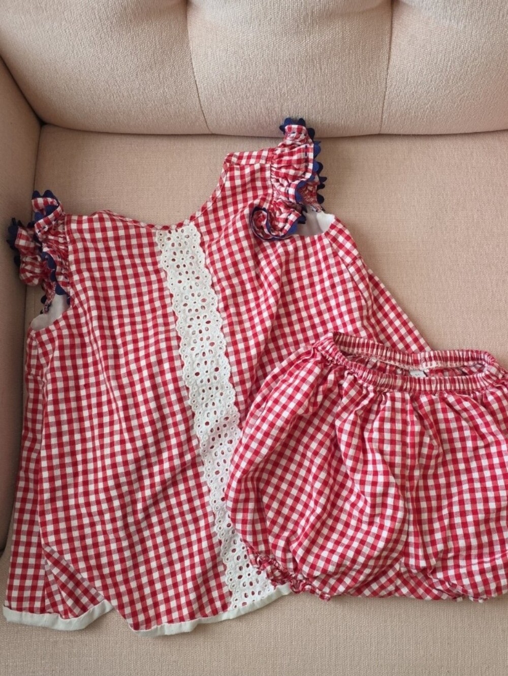 The Proper Peony 4t Red White Gingham Like Girls' Matching Set Outfit Heirloom